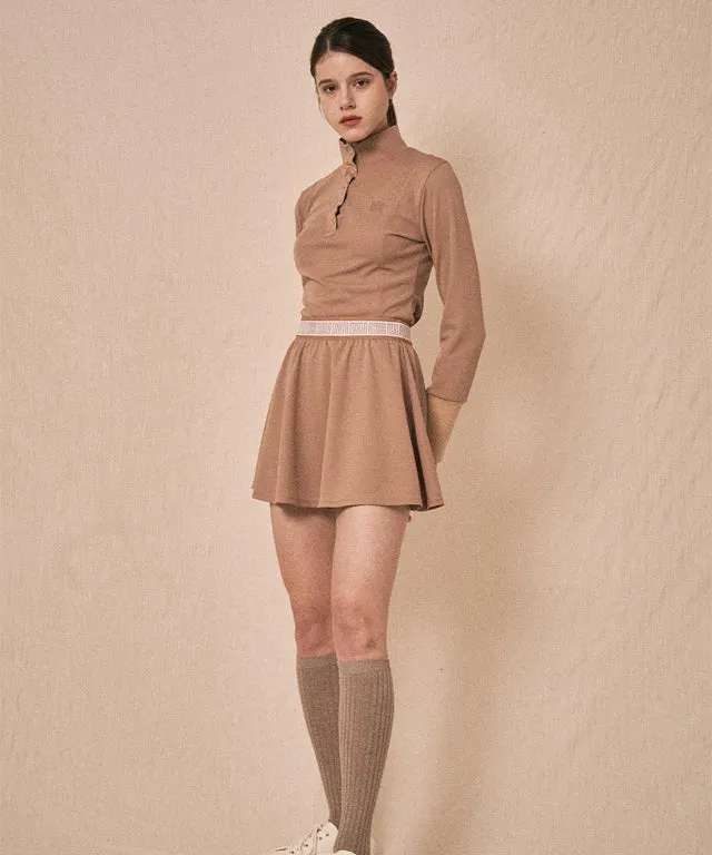 LENUCU Logo Banding Pique Skirt Mini .ver - Beige