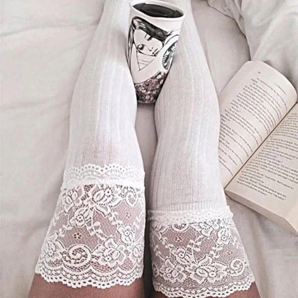 Thigh High Over The Knee Warm Lace Socks